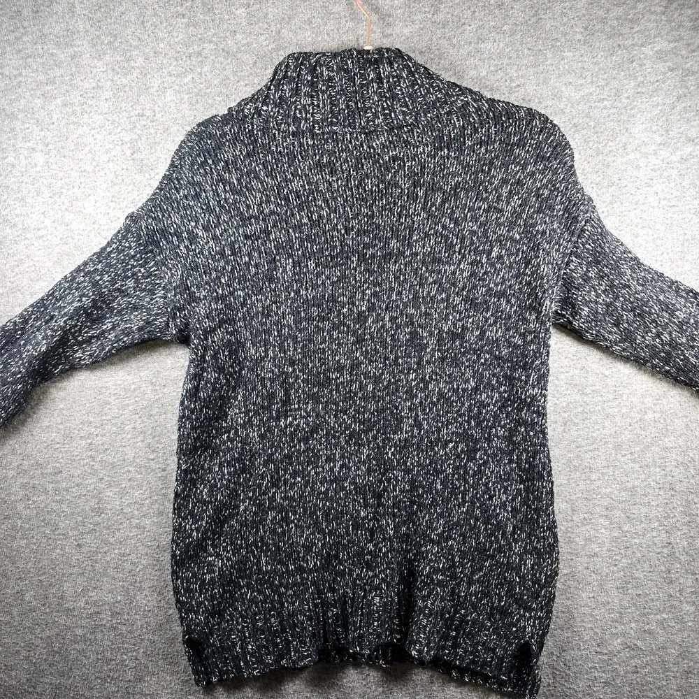 Eddie‎ Bauer Sweater Women M Long Turtleneck Black White Oversize Heavy Weight